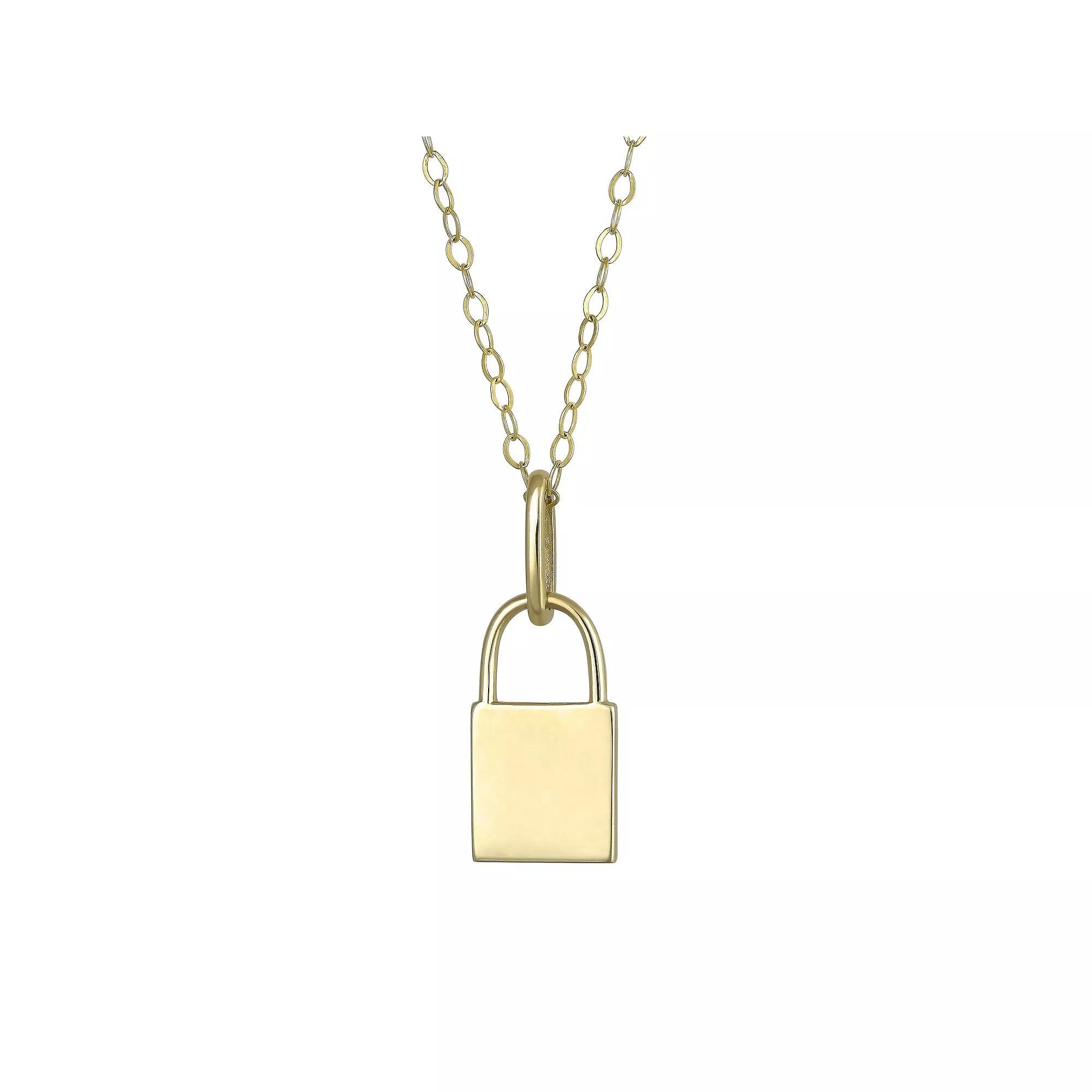 Taylor Grace 10k Gold Plain Padlock Pendant Necklace, Women's, Size: 18" Product Image