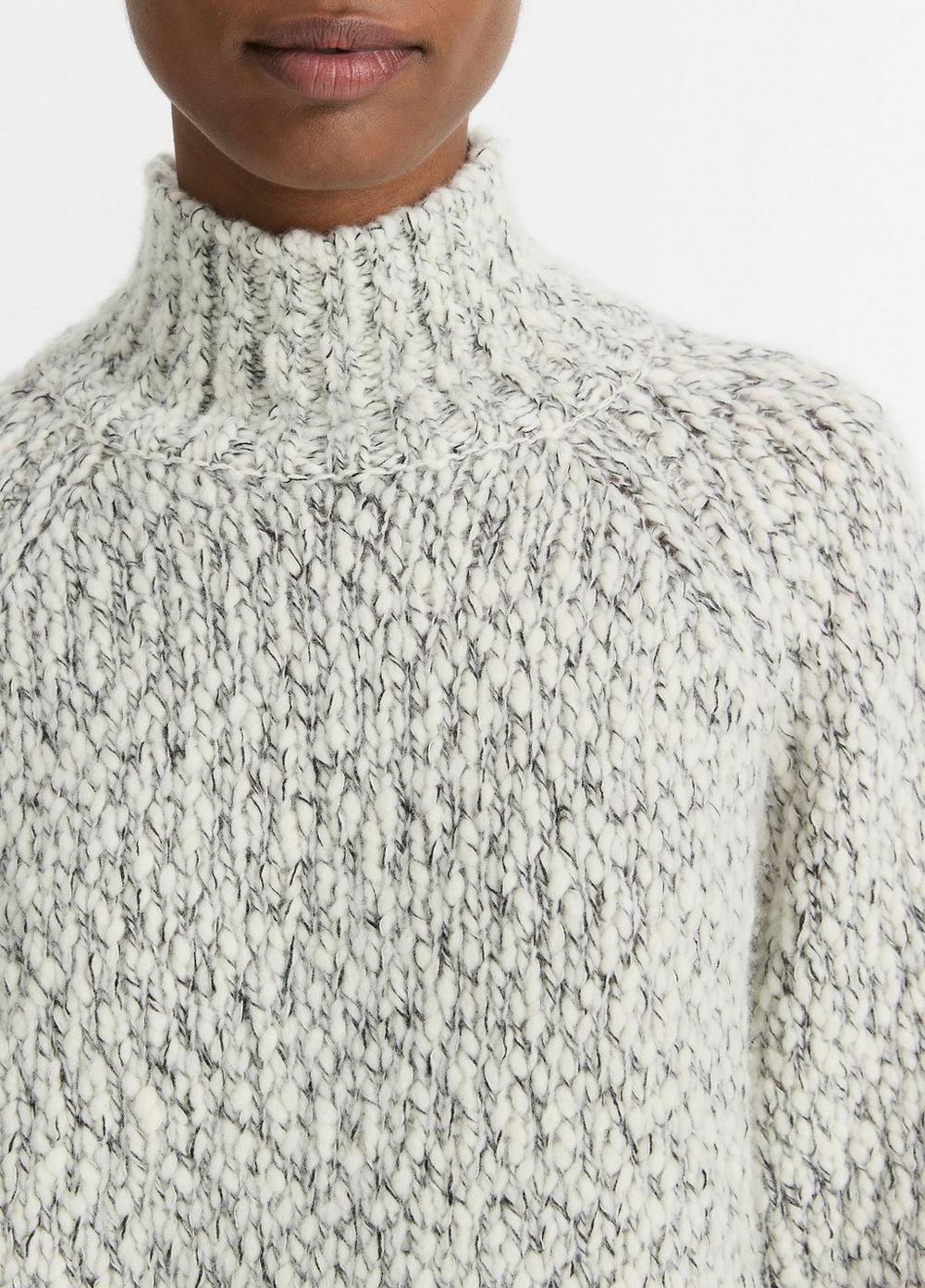Womens Italian Marled Wool-Blend Turtleneck Sweater, Off White/black, Size M Vince Product Image