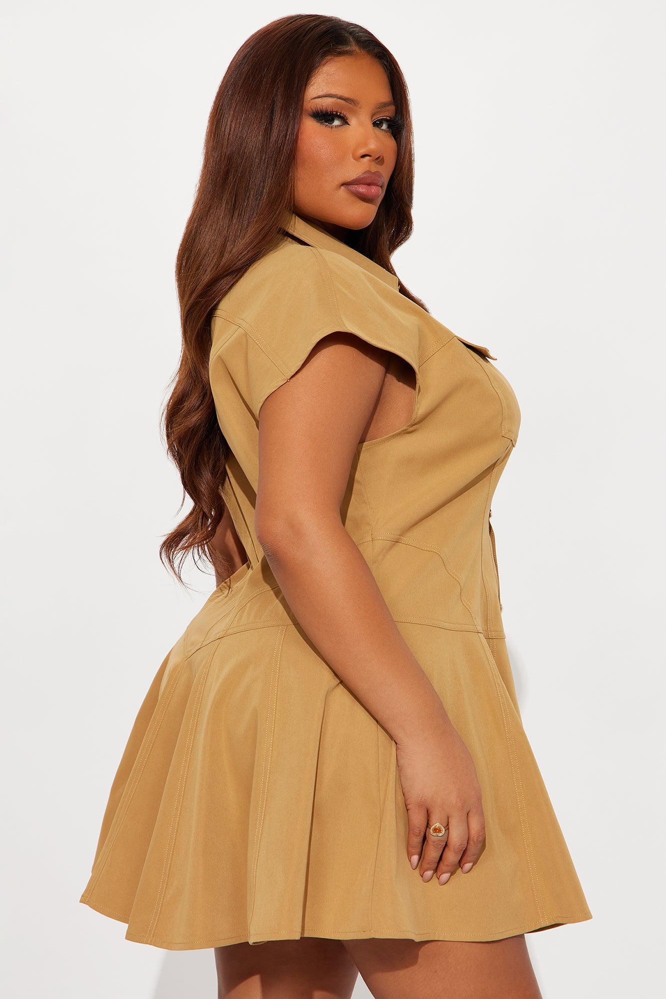 Busy Girly Twill Mini Dress - Olive Female Product Image