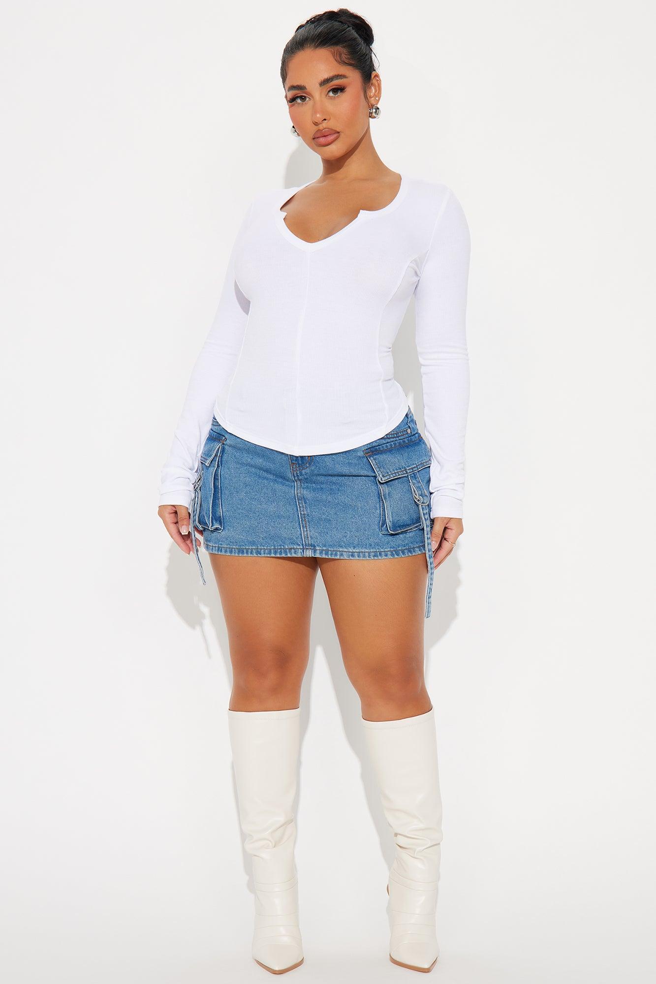 Here To Stay Ribbed Top - White Product Image