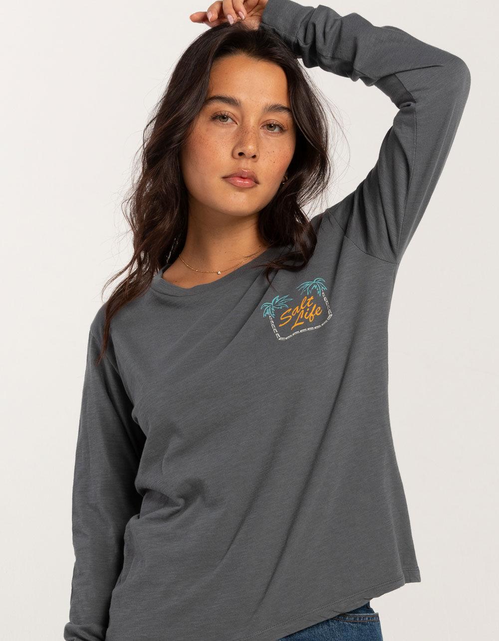 SALT LIFE Palm Cove Womens Long Sleeve Tee - STORM BLUE Product Image