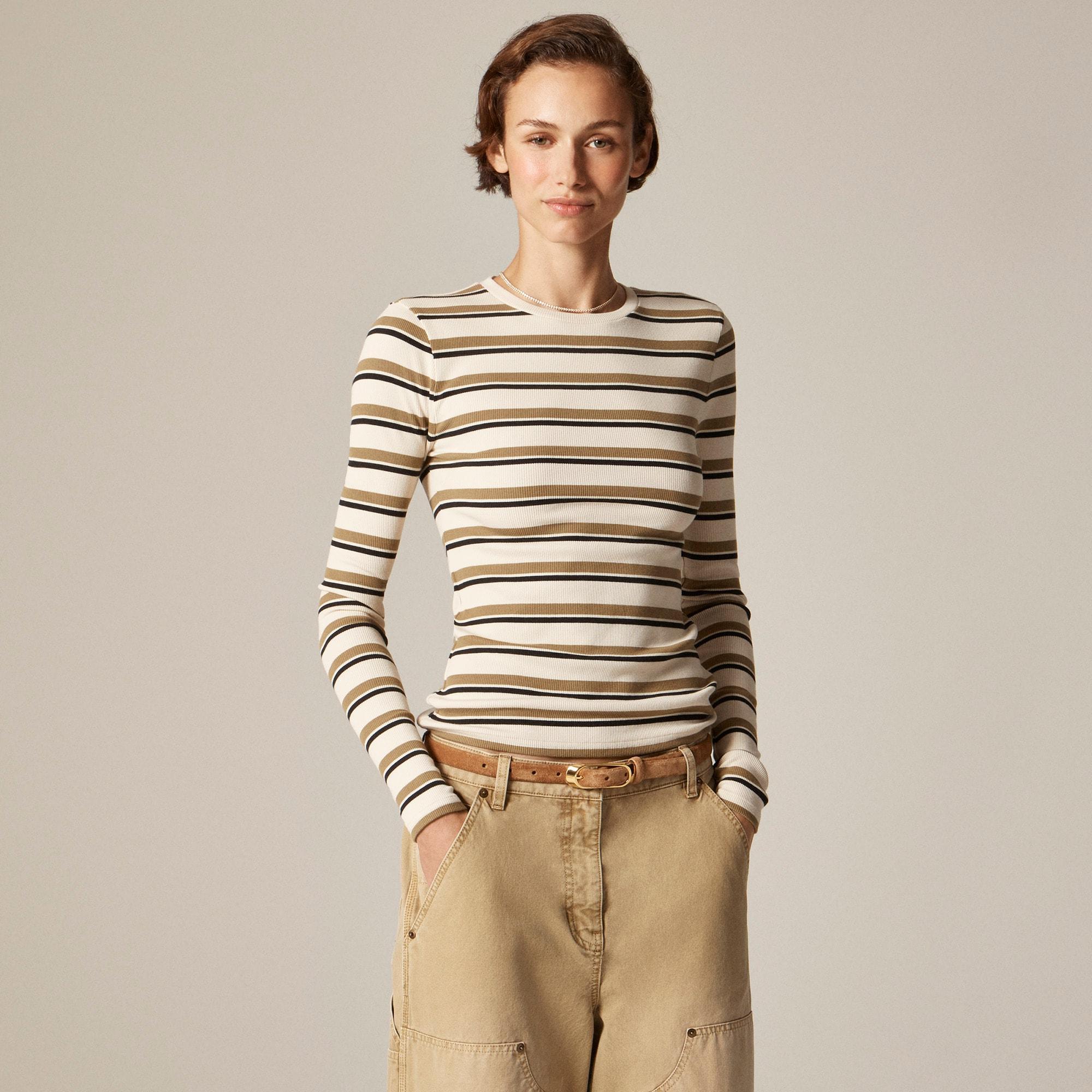 Perfect rib long-sleeve T-shirt in stripe Product Image