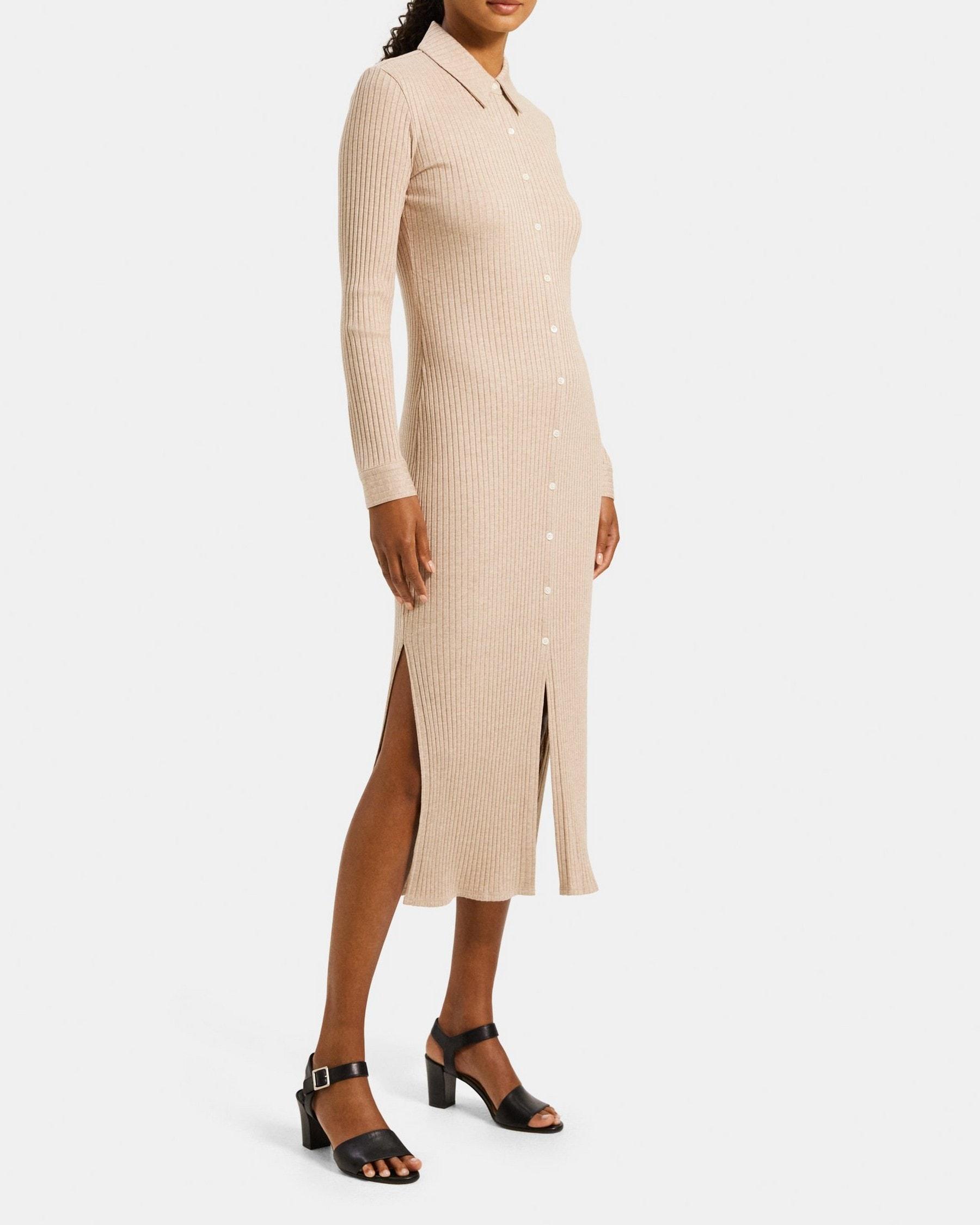 Maxi Shirt Dress in Ribbed Modal Cotton Product Image