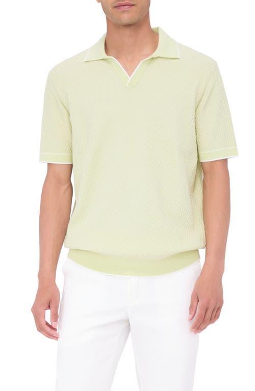 BUGATCHI Tipped Johnny Collar Polo In Pistachio Product Image