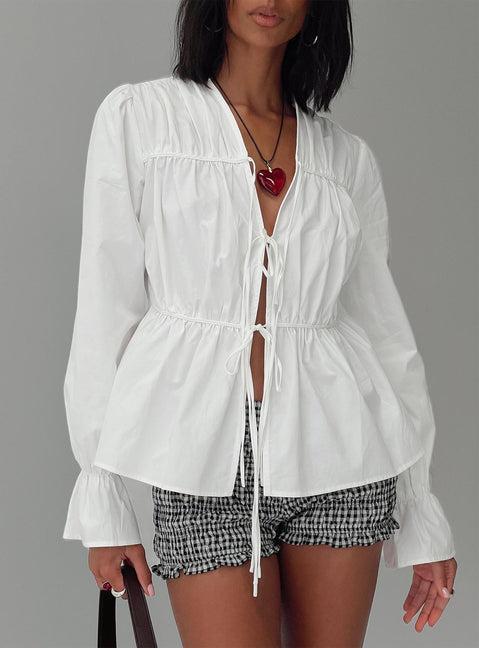 Scarlotte Bow Tie Top White Product Image
