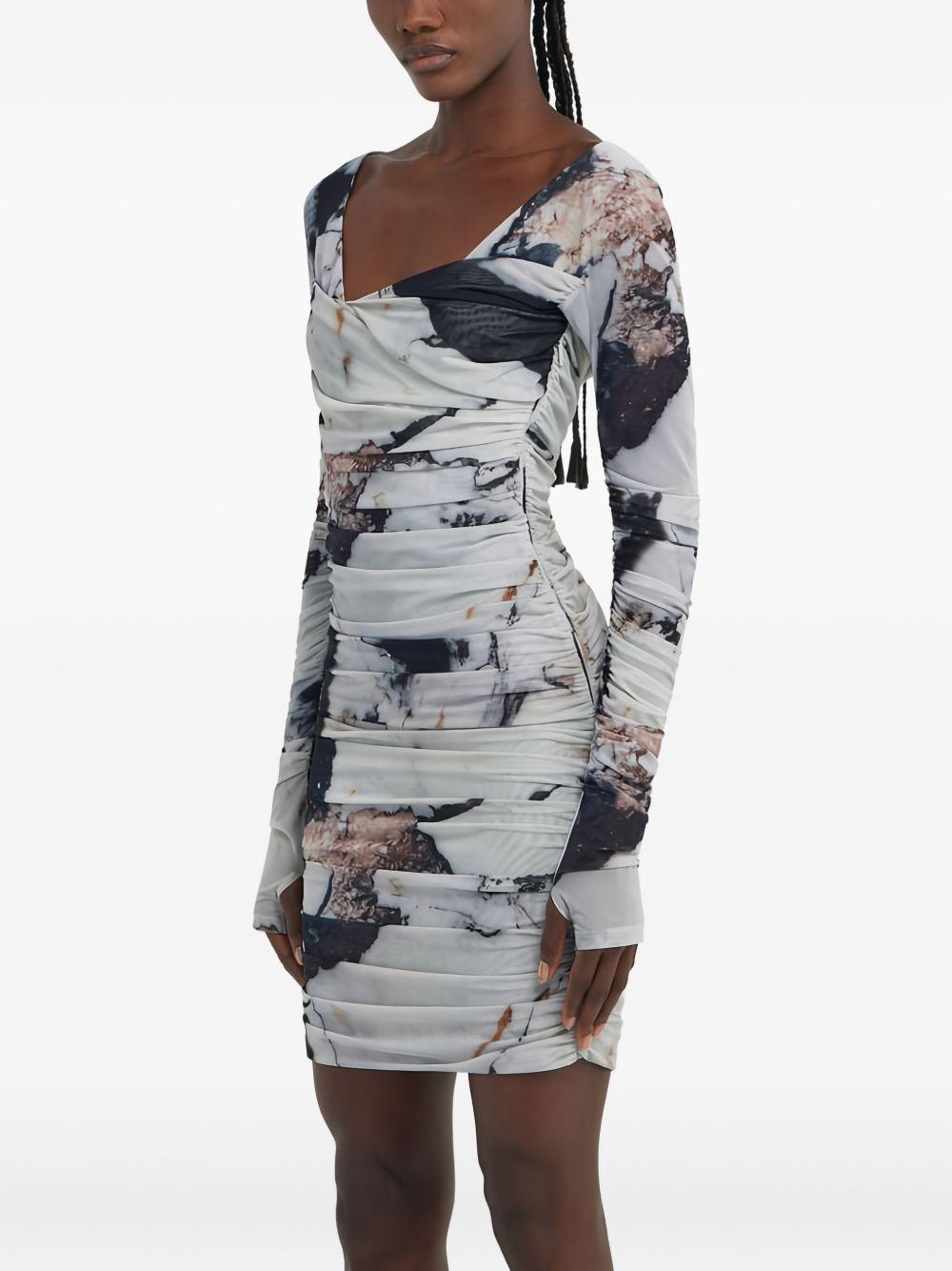 marble-print ruched mini dress Product Image