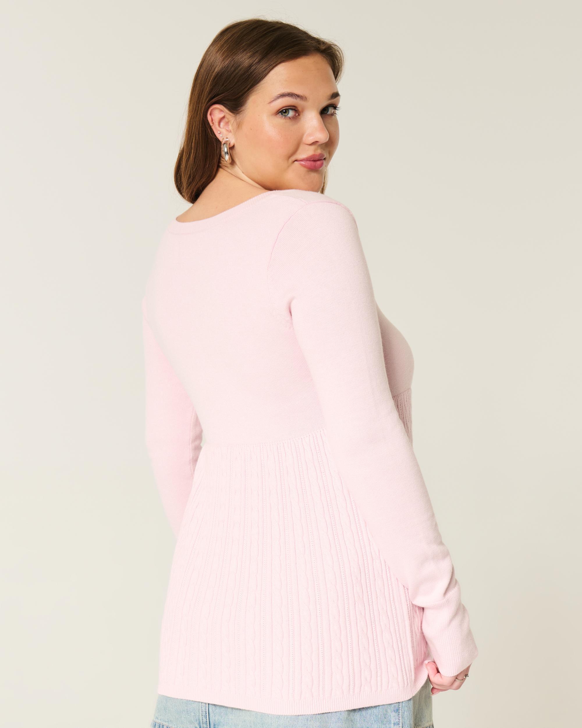 Easy Long-Sleeve Square-Neck Babydoll Sweater Product Image