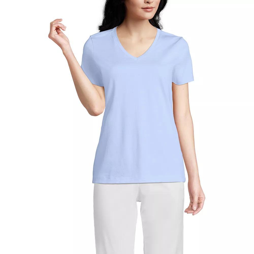 Women's Lands' End Relaxed-Fit Supima Cotton V-Neck Tee, Size: Small, Soft  Blue Product Image