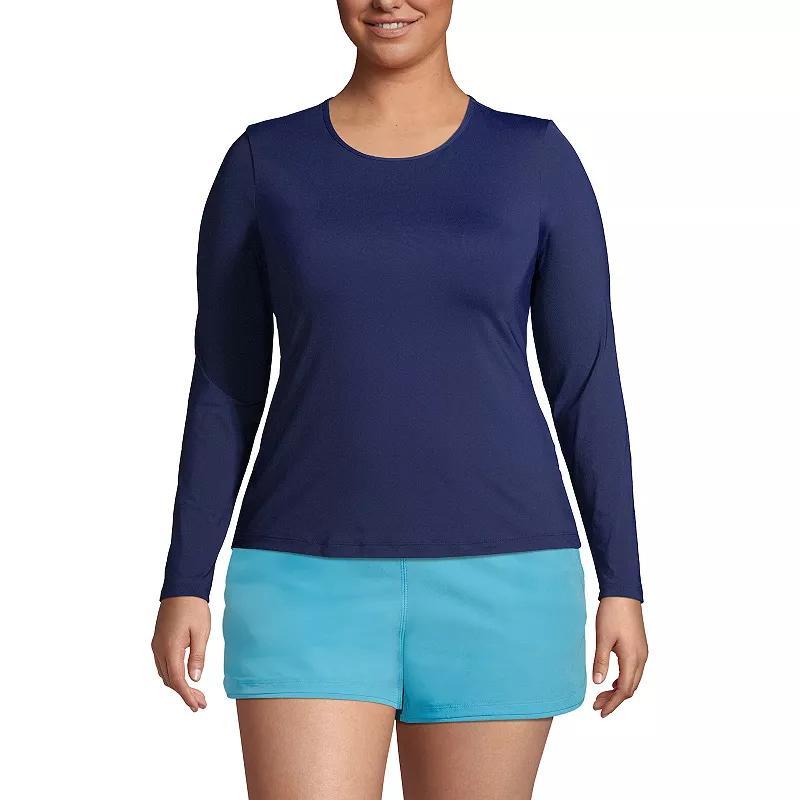 Plus Size Lands' End UPF 50 Long Sleeve Rash Guard, Women's, Size: 2XL, Black Product Image