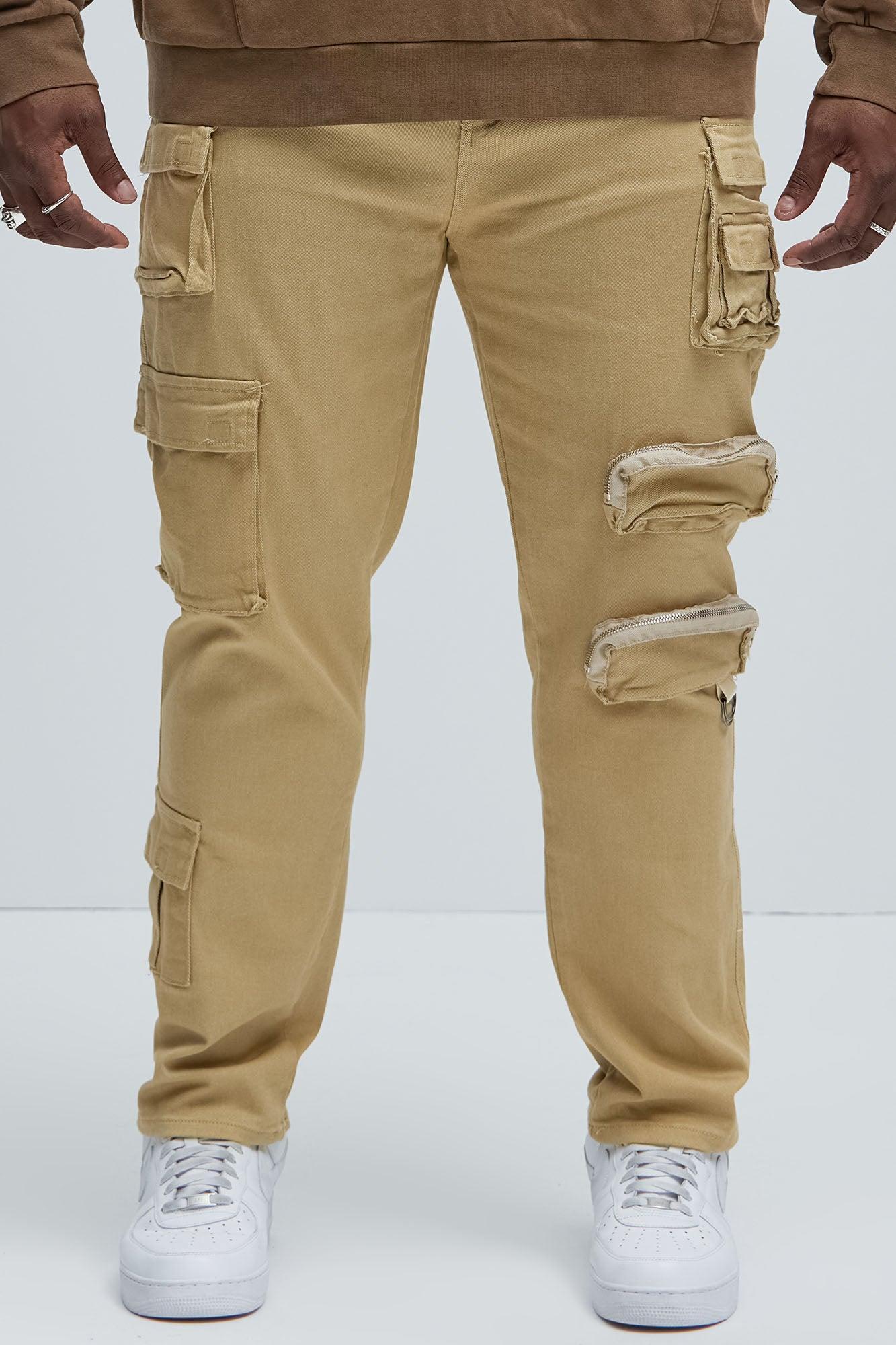 More Than One Cargo Pocket Slim Jeans - Khaki Product Image