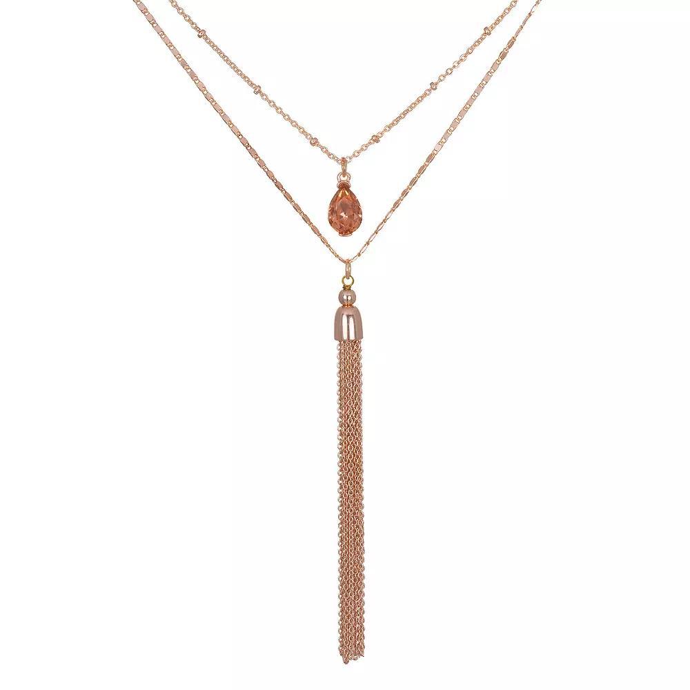 LC Lauren Conrad Simulated Crystal & Fringe Multi Strand Necklace, Women's Product Image