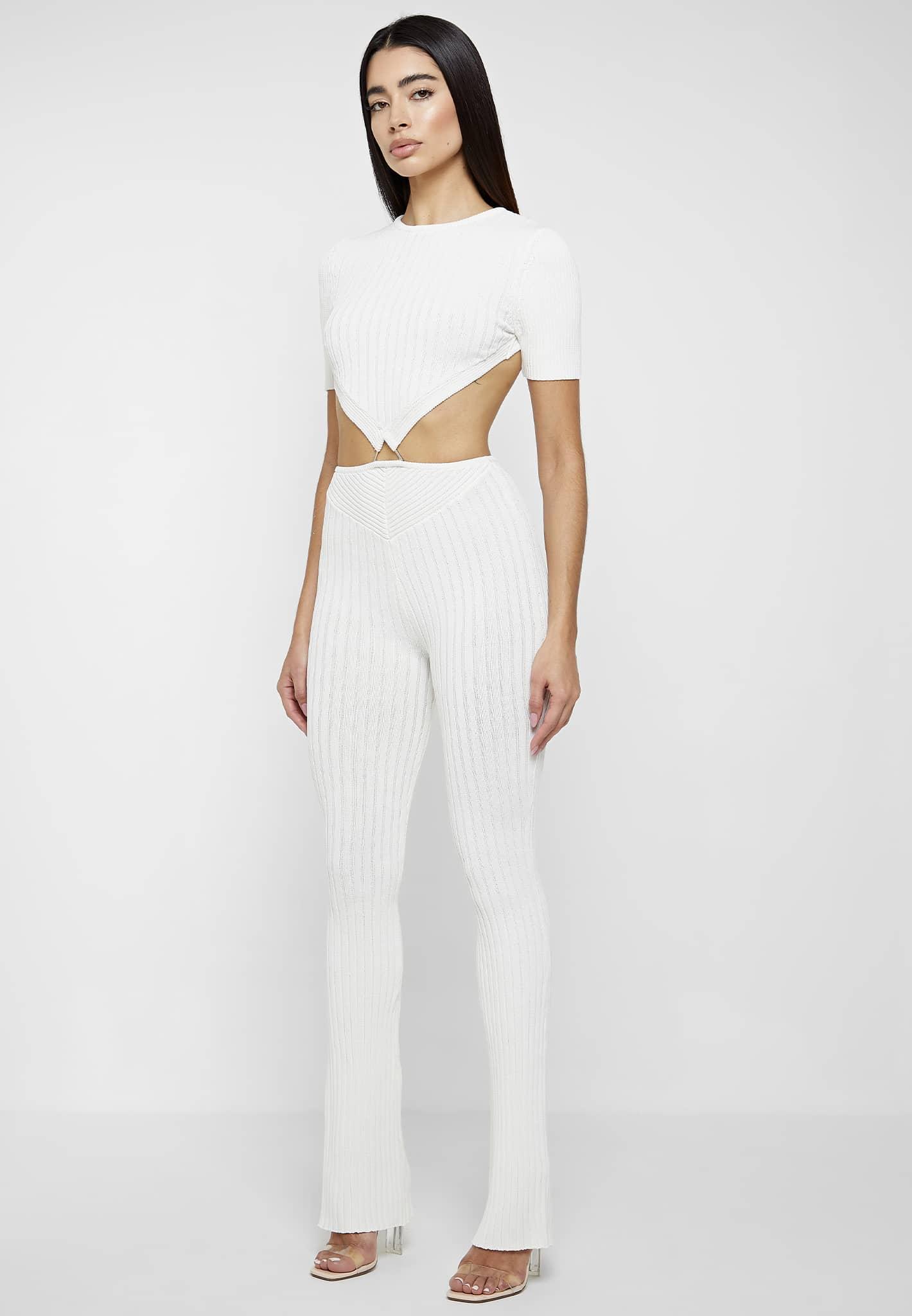 Knitted Backless Jumpsuit - Off White Female Product Image