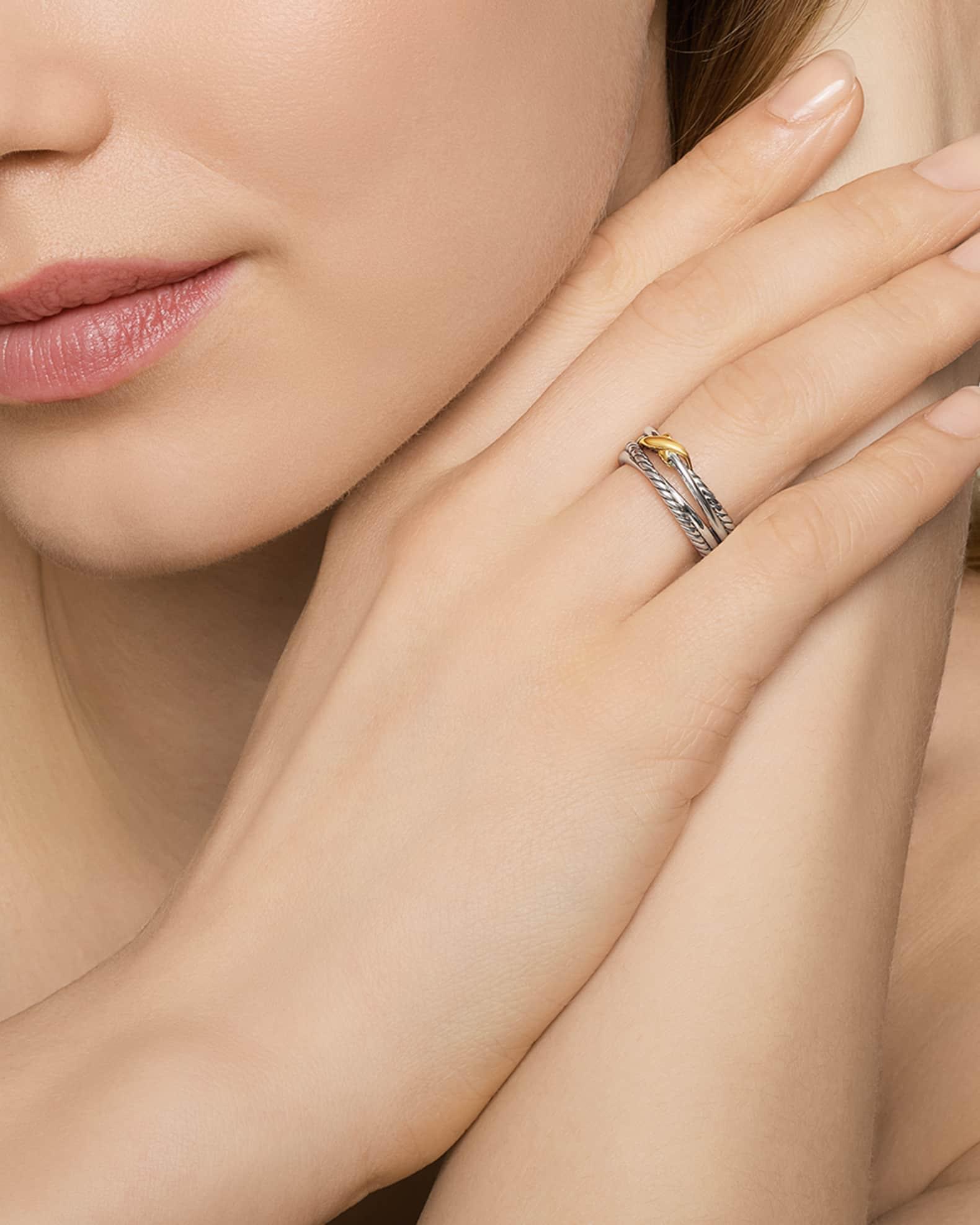 6mm X Crossover Ring in Silver with 18K Gold Product Image