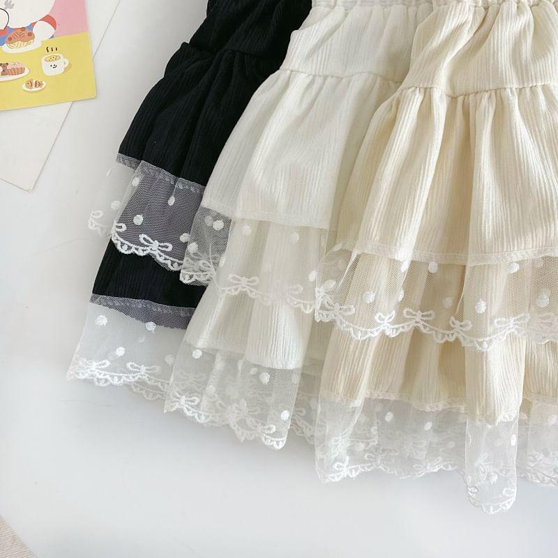 High Waist Ruffle Trim Mini A-Line Skirt Product Image