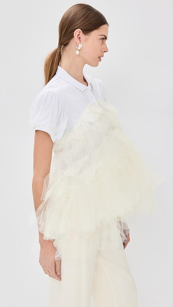 Simone Rocha Puff Sleeve Tulle Frill Polo Shirt | Shopbop Product Image