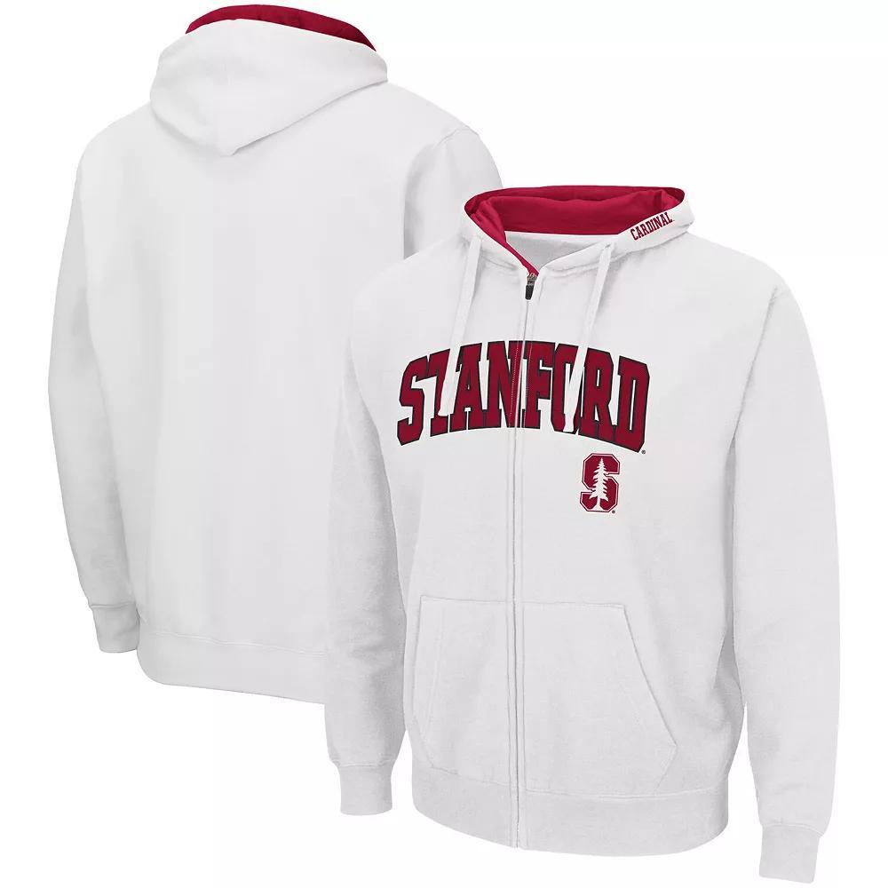 Men's Colosseum White Stanford Cardinal Arch & Logo 3.0 Full-Zip Hoodie, Size: Large Product Image