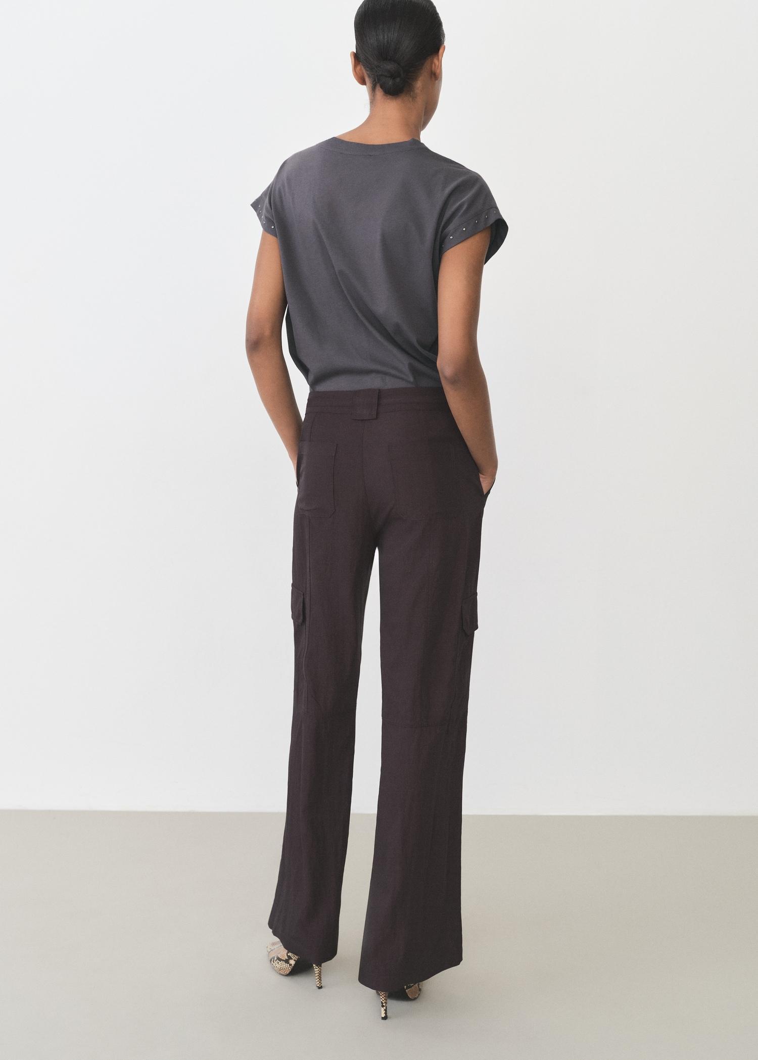 Studded V-neck t-shirt - Women | MANGO USA Product Image
