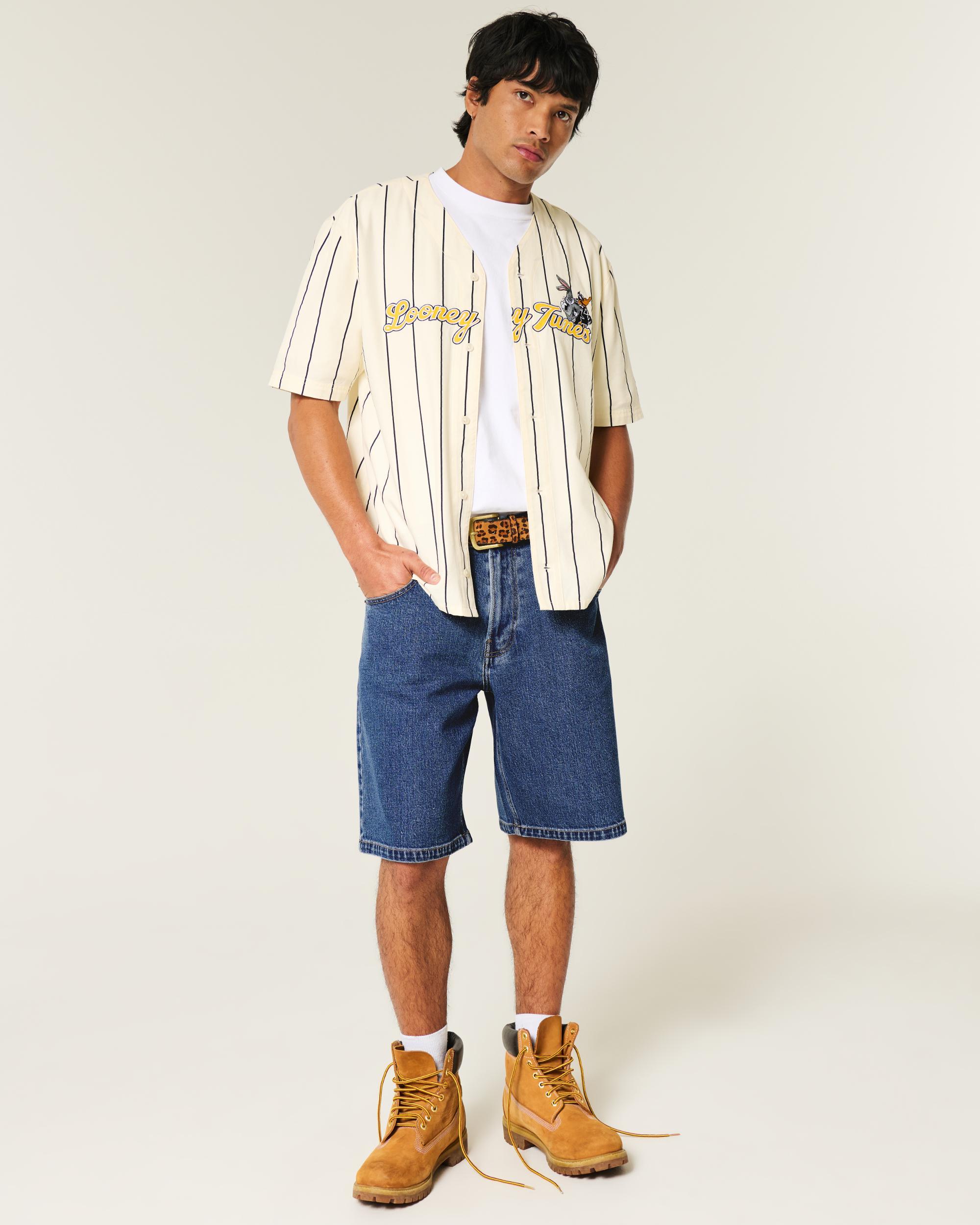 Washed Black Baggy Denim Shorts Product Image