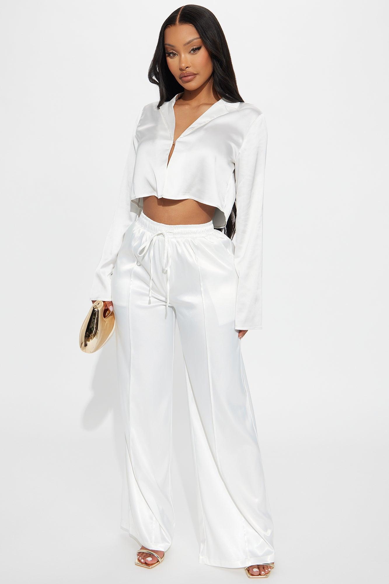 Forever Loving Satin Shirt - White Product Image