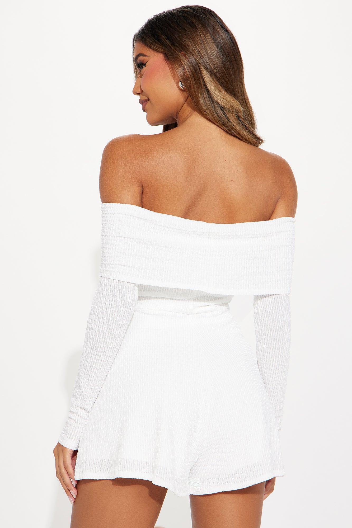 Zahraa Off Shoulder Romper - Ivory Product Image
