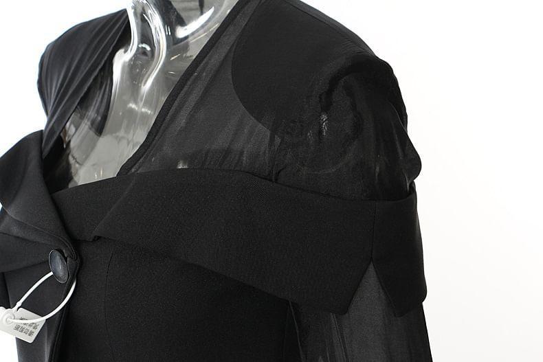 Square Neck Sheer Panel Single Button Blazer Product Image