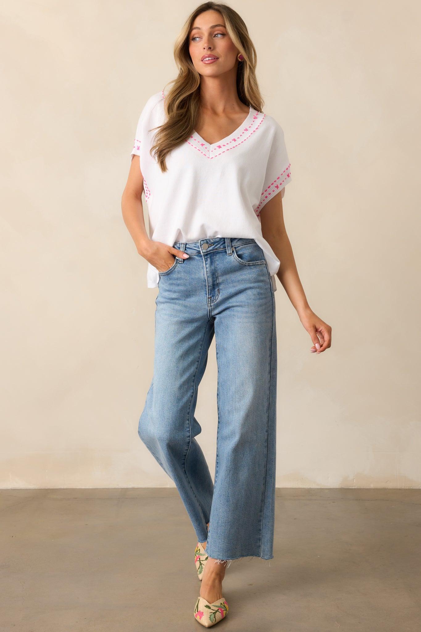 Already On It Light Wash Wide Leg Jeans Product Image