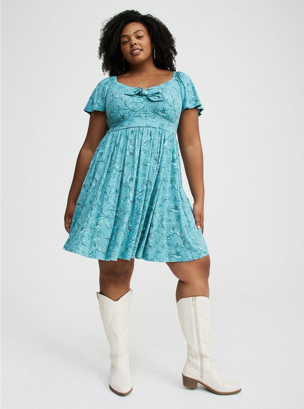 Mini Flutter-Sleeve Tie-Front Dress Product Image