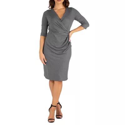 24/7 Comfort Apparel Womens Draped In Style V Neck Dress Product Image