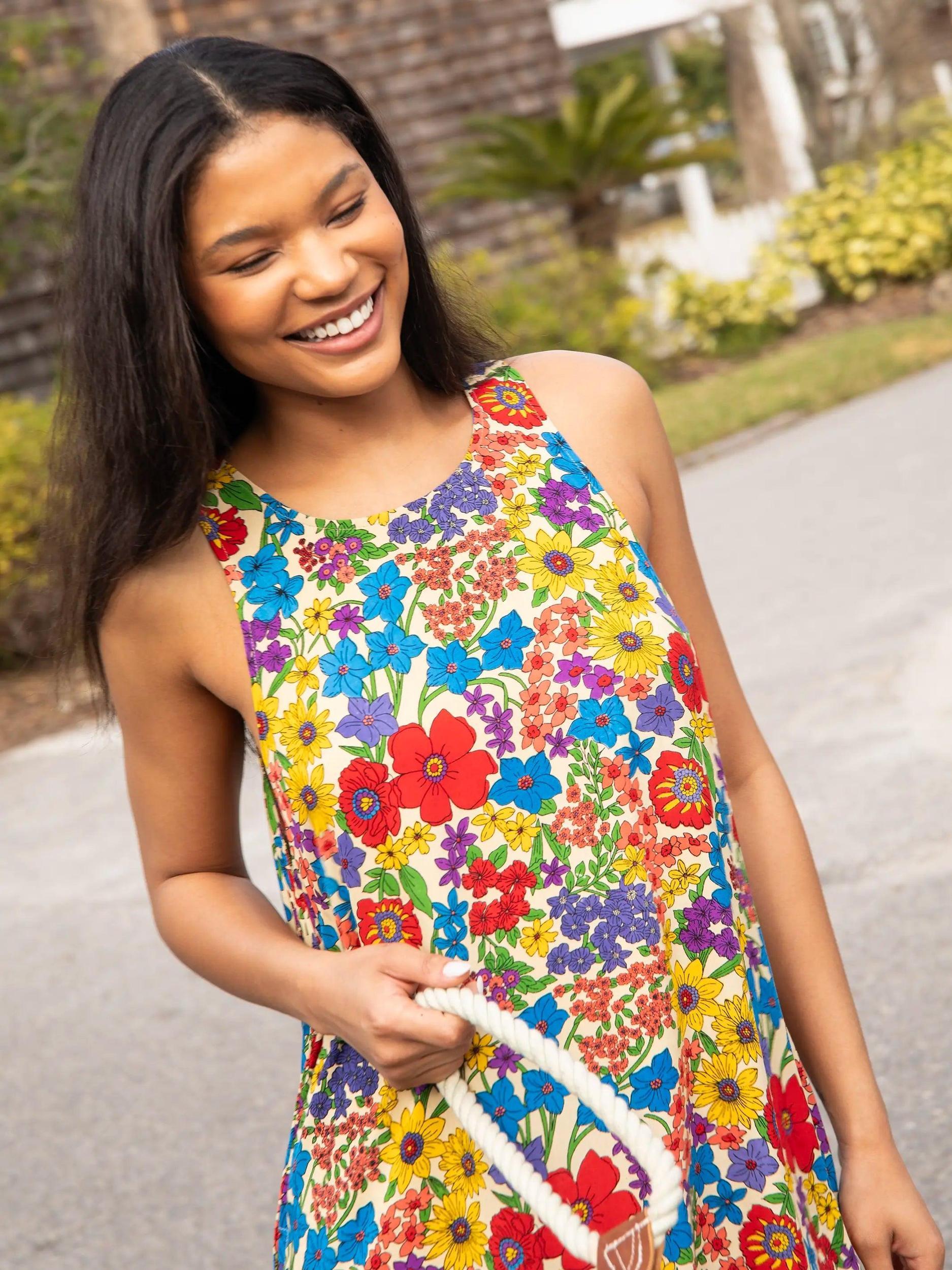 Katie Sleeveless Maxi Dress - Multicolored Calico Floral Product Image