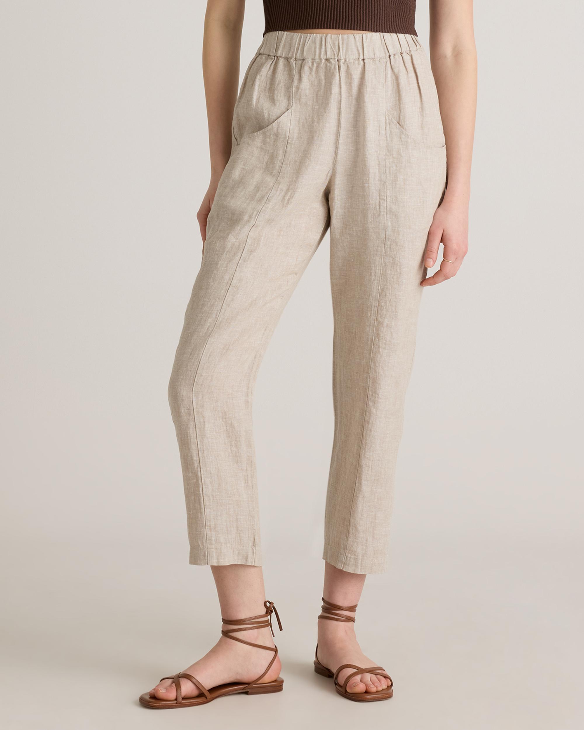 100% European Linen Tapered Ankle Pants Product Image