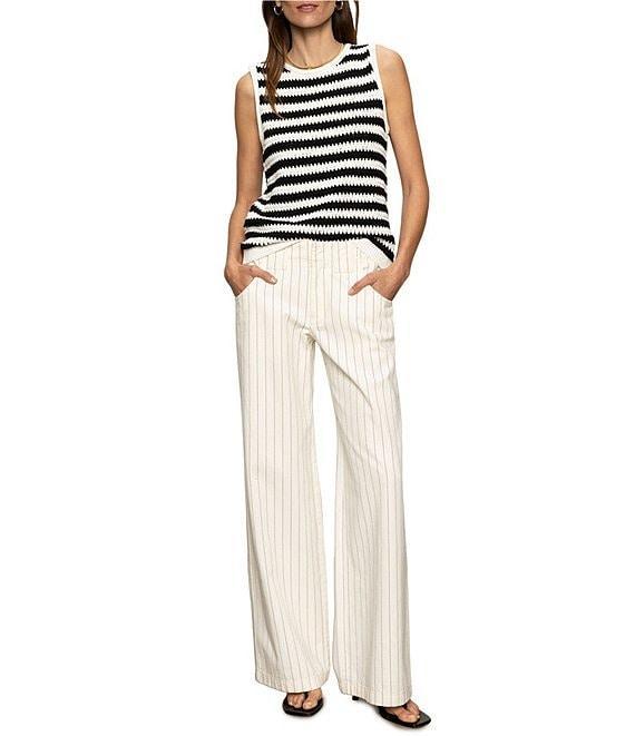 Sanctuary Arden Pinstripe Cotton Twill Wide Leg Pants Product Image