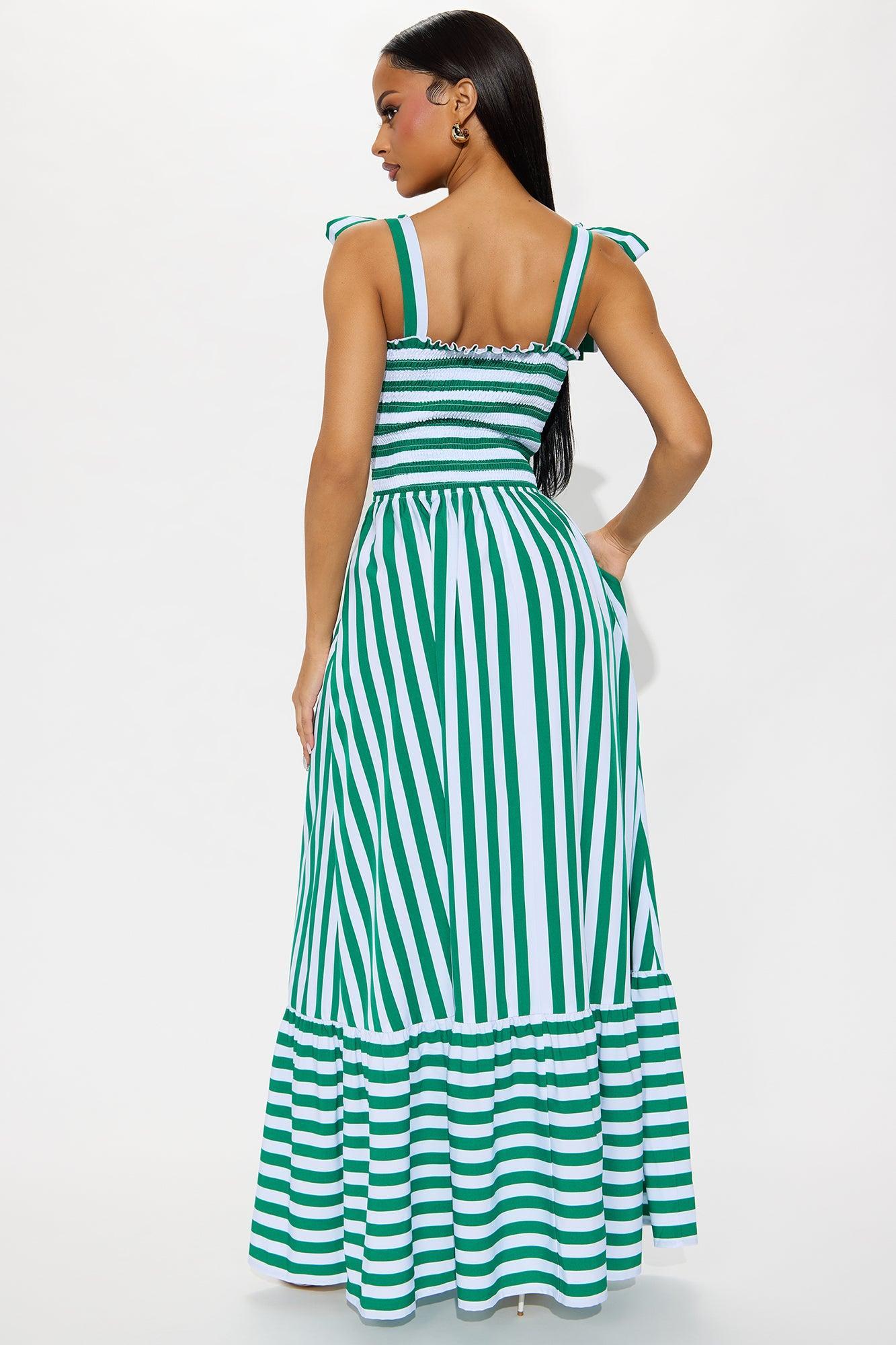 Gracie Striped Maxi Dress - Green/combo Product Image