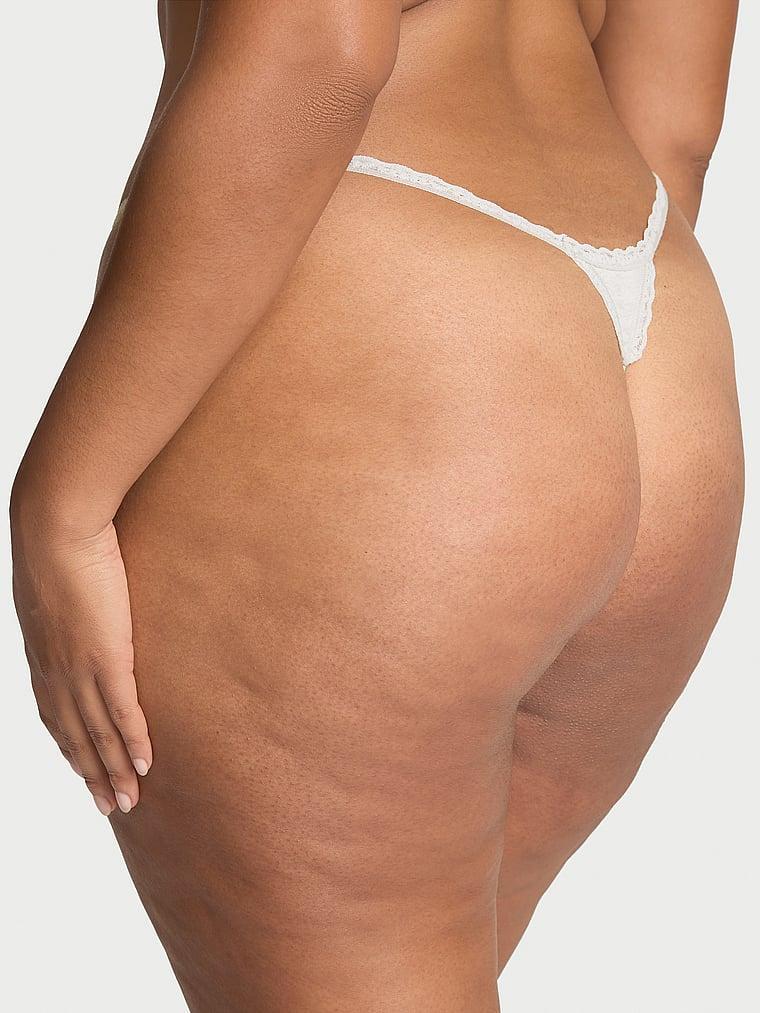 Lace-Waist Heather Rib V-String Panty Product Image