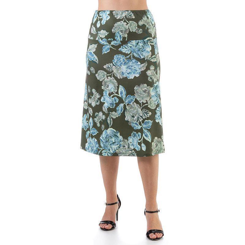 Plus Size 24seven Comfort Apparel Straight Midi Skirt, Women's, Size: 1XL, Black Product Image