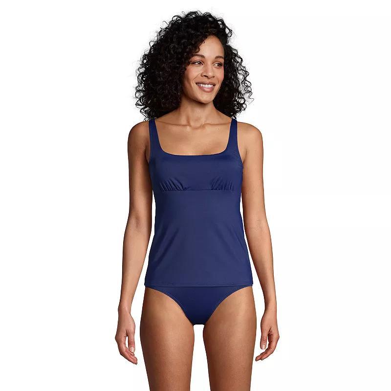Womens Lands End D-Cup UPF 50 Squareneck Underwire Tankini Swimsuit Top Deep Blue Product Image