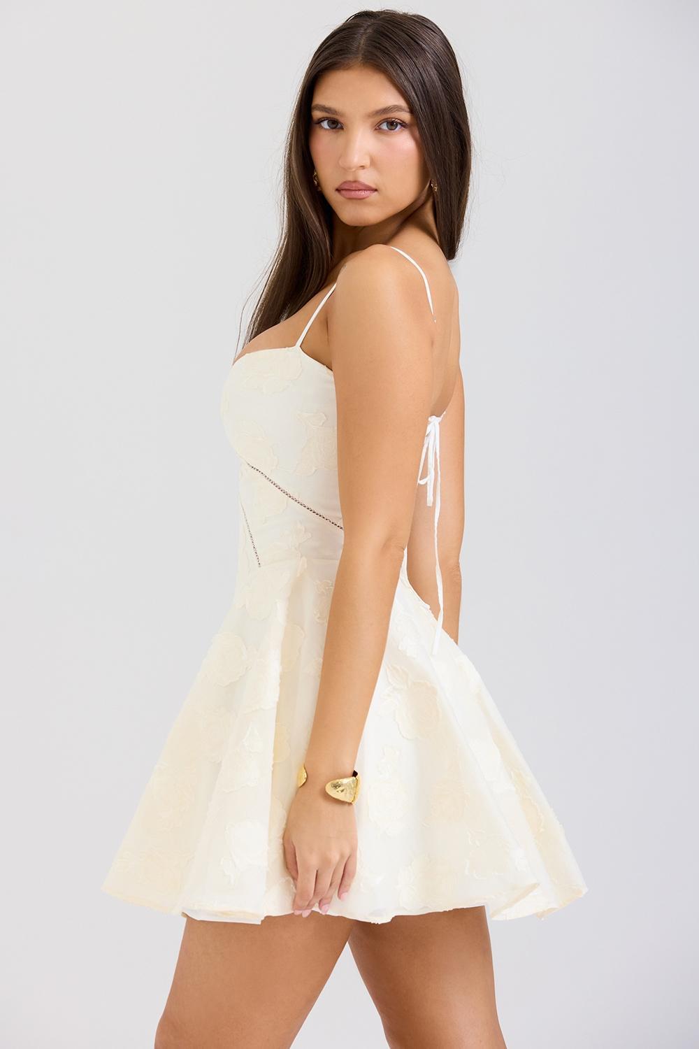 Serenita Vintage Cream Floral Mini Dress Product Image