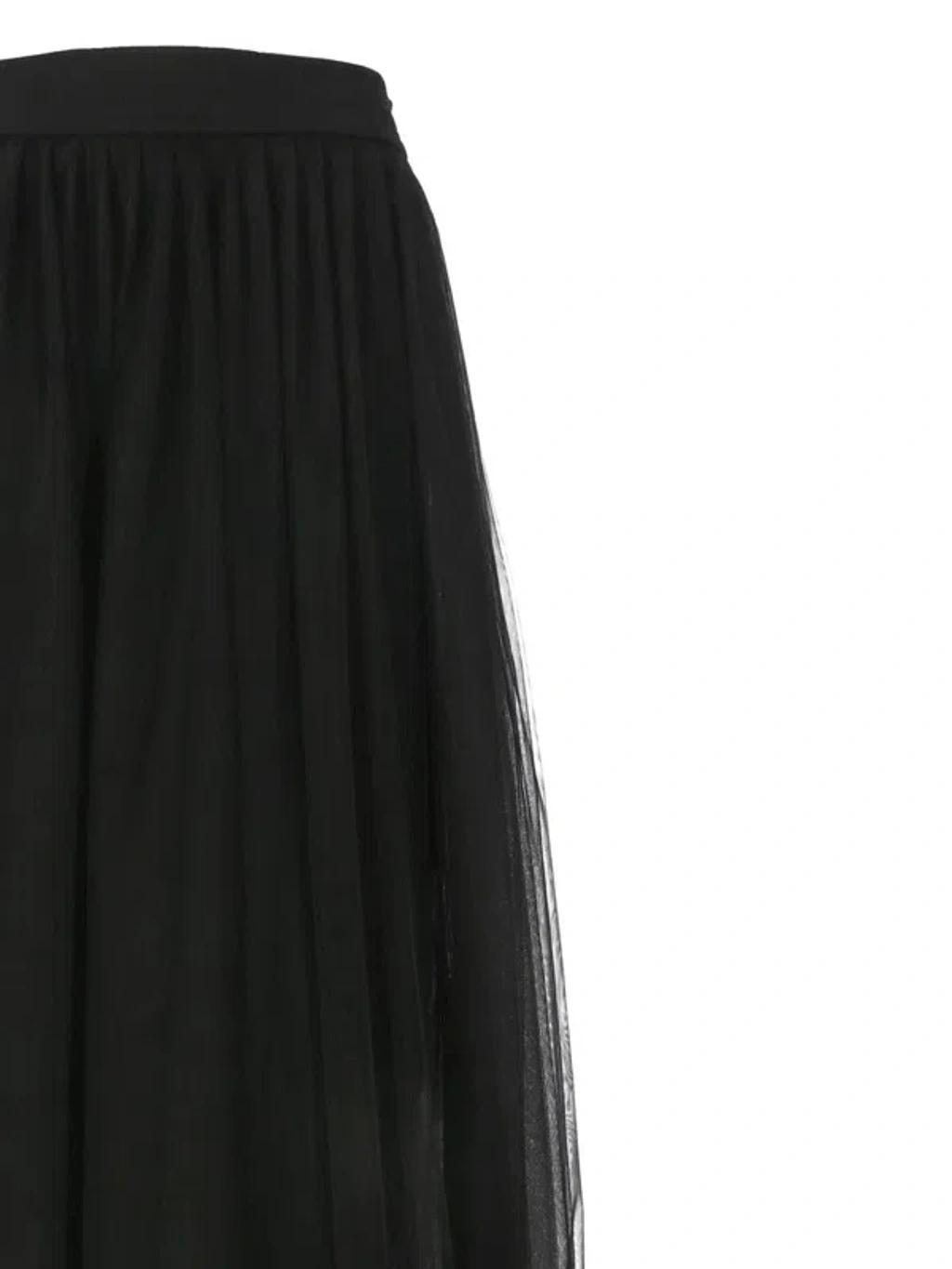 FABIANA FILIPPI Elegant Wide Tulle Midi Skirt In Nero Product Image