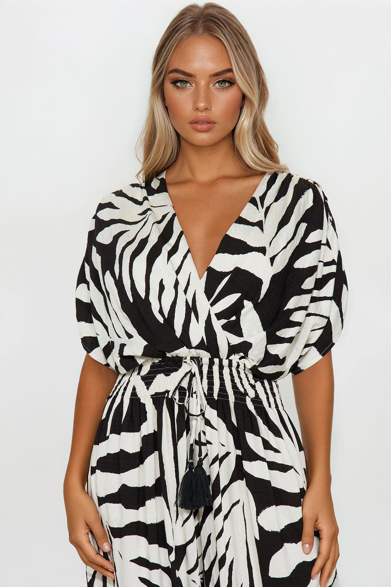 Secret Island Linen Jumpsuit - Black/combo Product Image