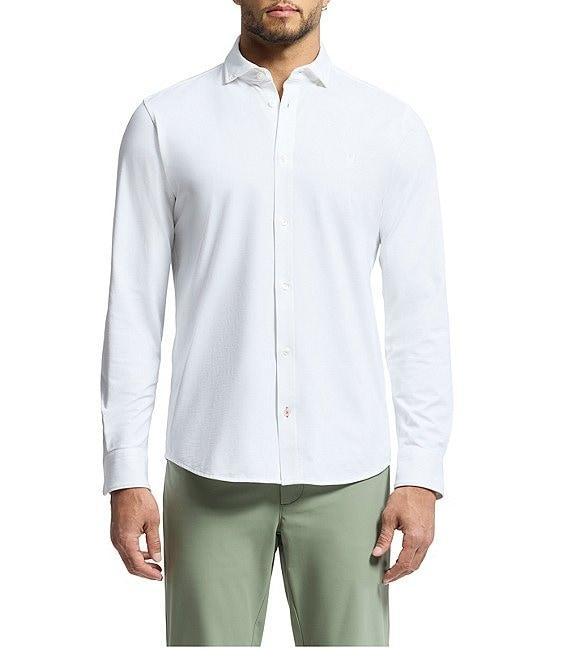 Psycho Bunny Jackson Classic Fit Spread Collar Solid Stretch Knit Dress Shirt Product Image