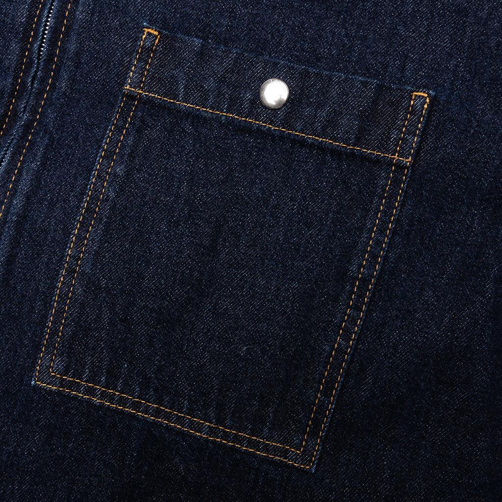 Zipped Denim Shirt - Navy Blue Male Product Image