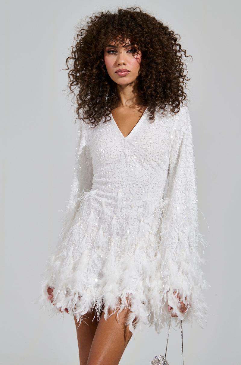 CHLOE FEATHER MINI DRESS Product Image