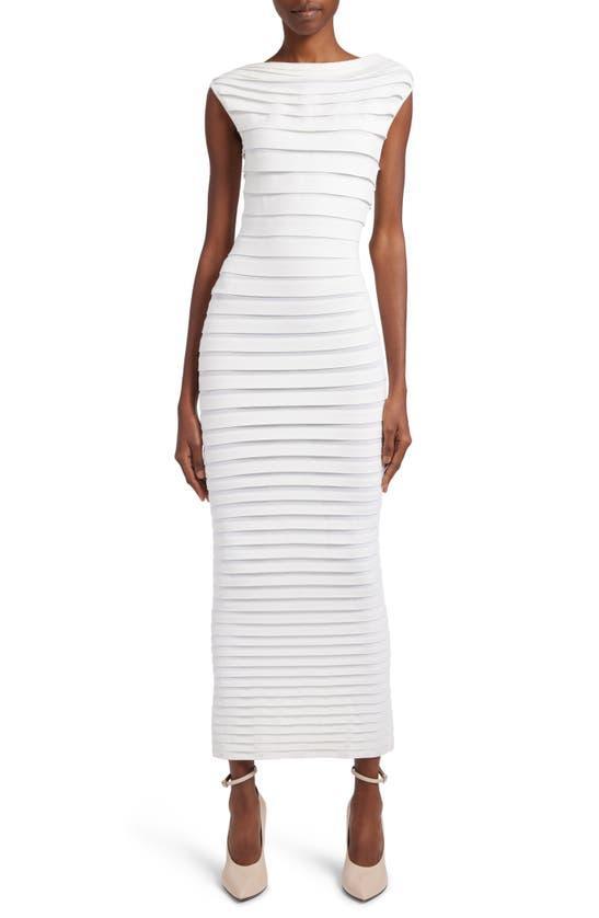 ALAÏA Cap-sleeve Bandage Midi Dress In White Product Image