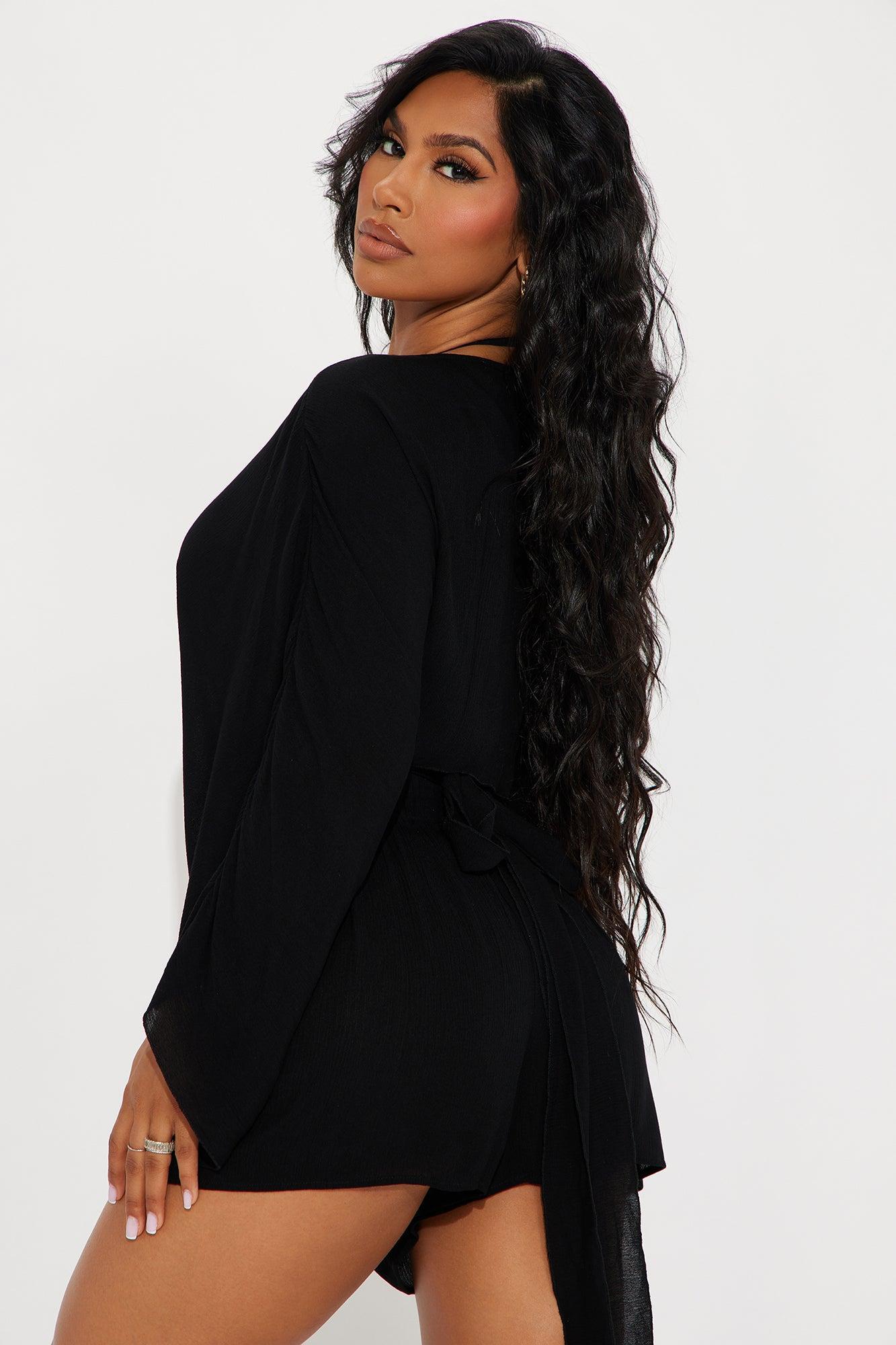 Breezy Nights Linen 2 Piece Cover Up - Black Product Image