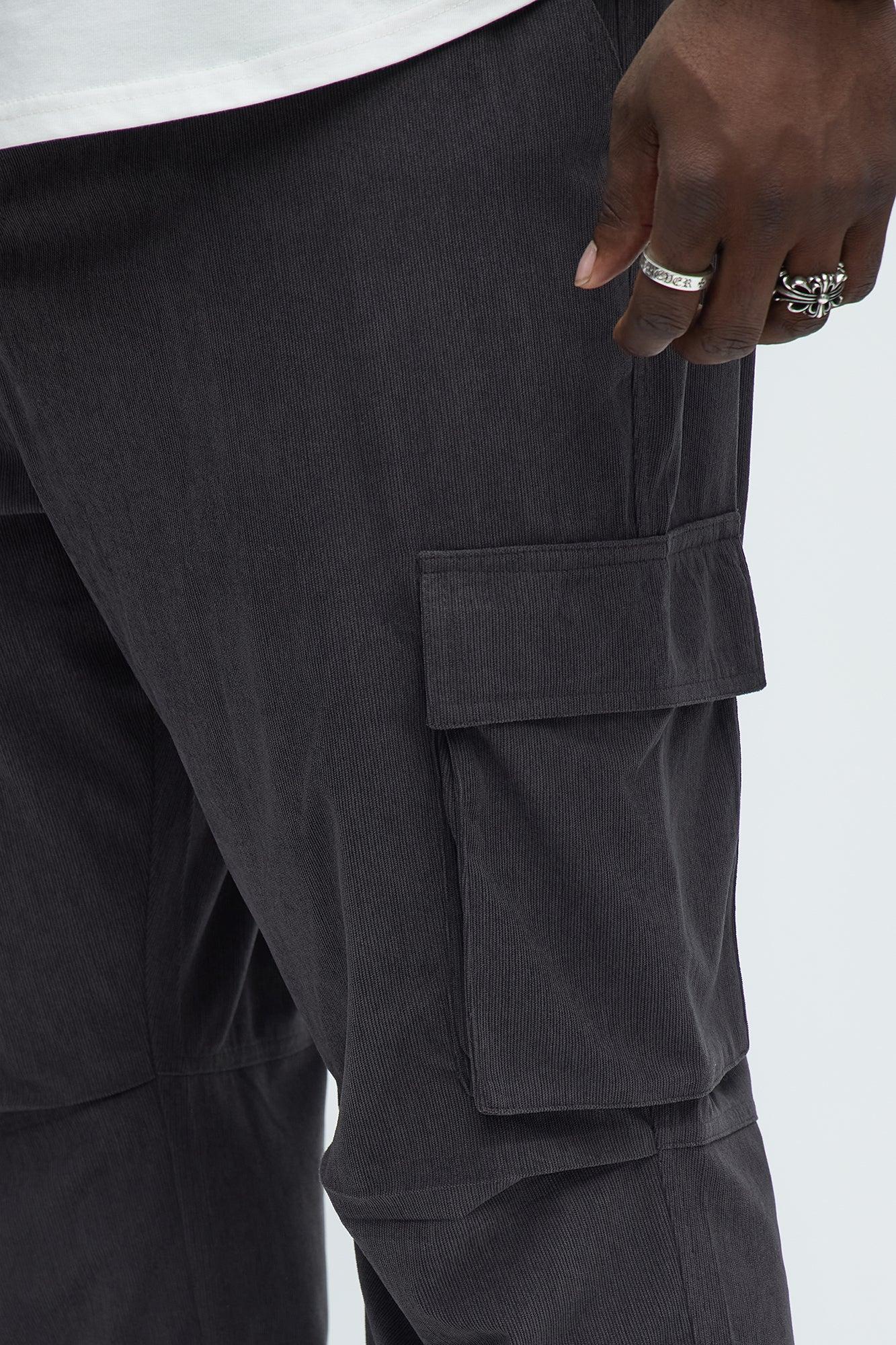 Bedford Corduroy Slim Cargo Pants - Charcoal Product Image