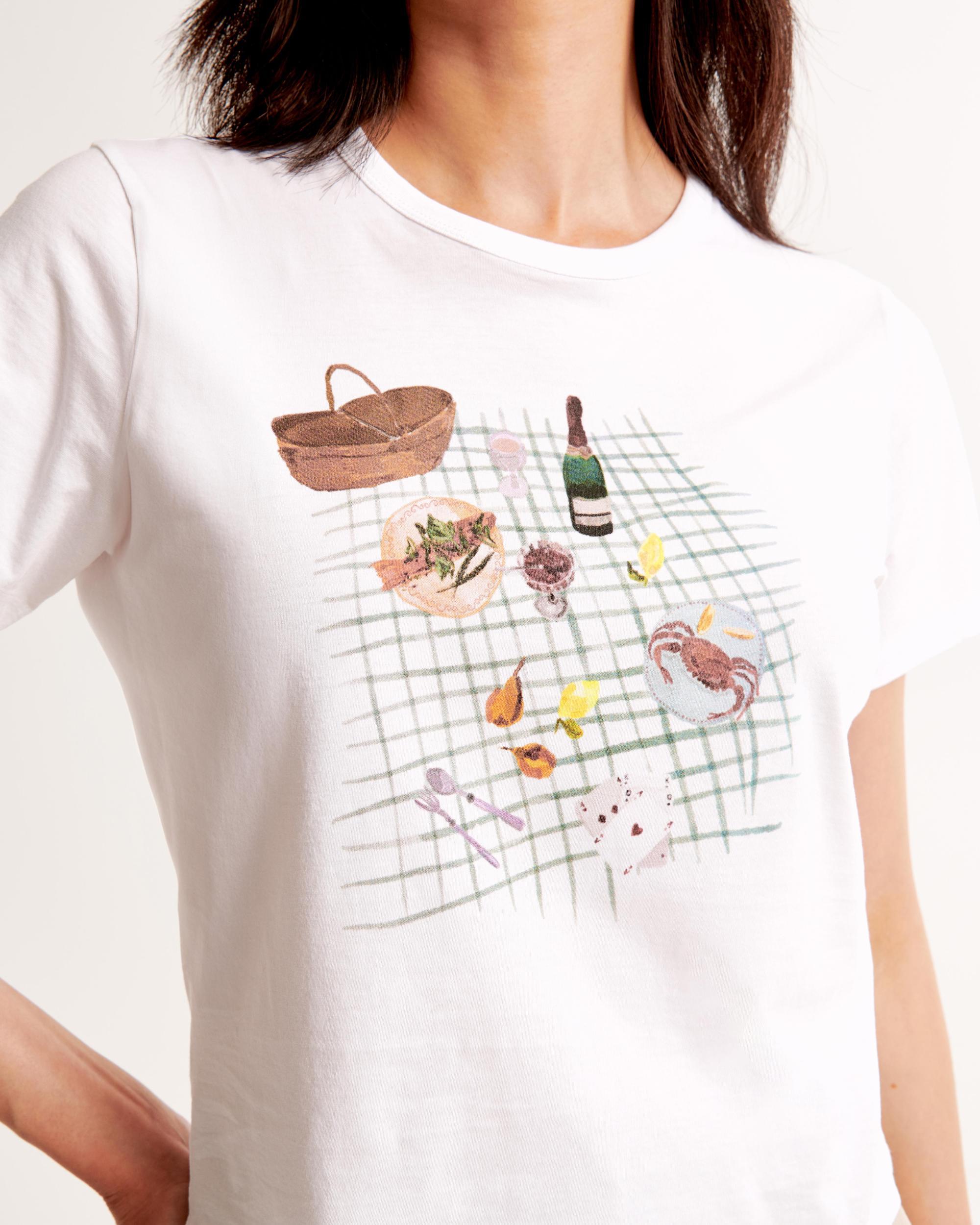 Short-Sleeve Picnic Graphic Skimming Tee Product Image