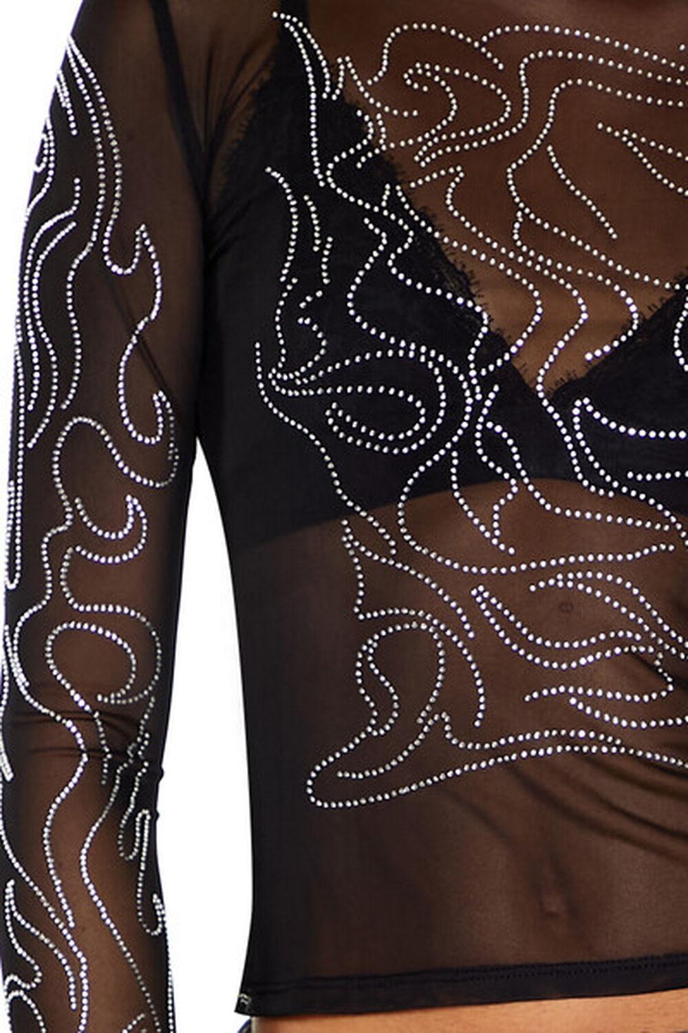 Mesh Rhinestone Flame Top | Forever 21 Product Image