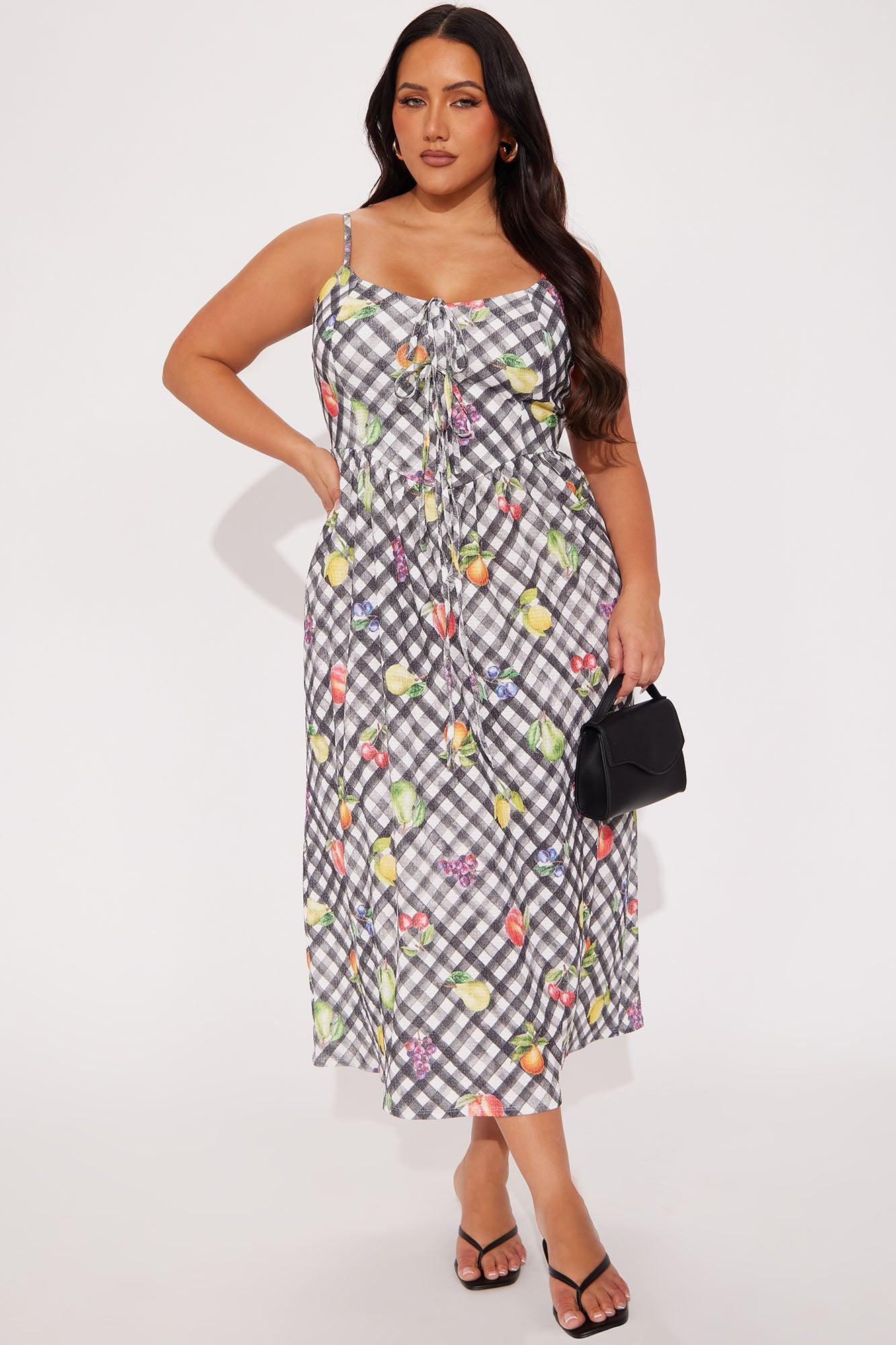 Savor Every Moment Gingham Midi Dress - Black/combo Product Image