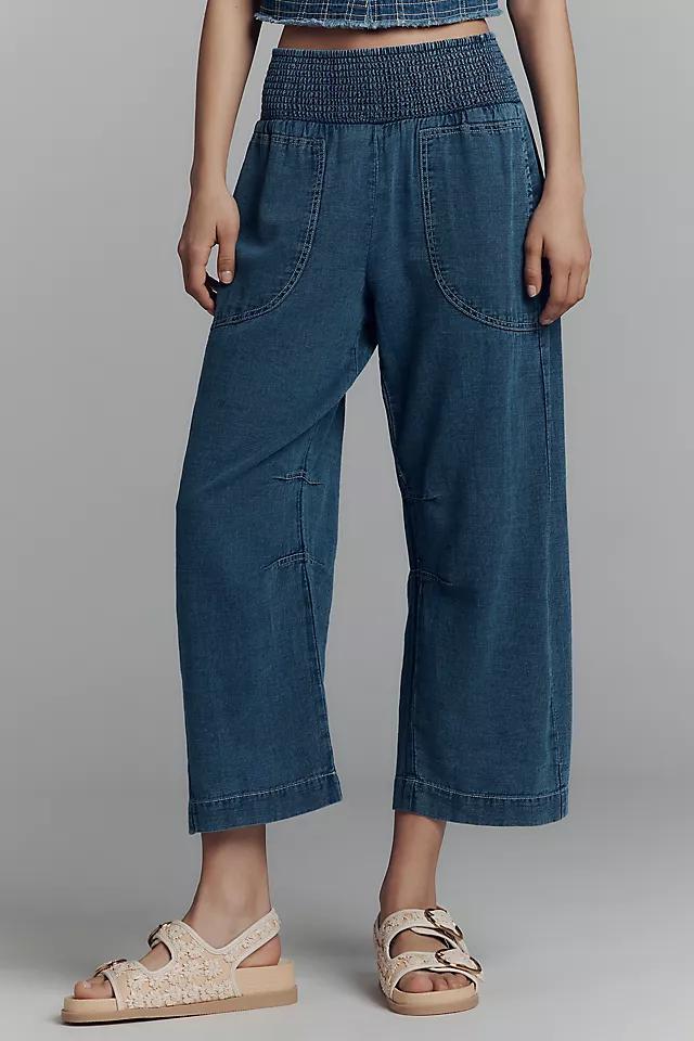 The Reese Smocked Pull-On Barrel Pants: Denim Edition Product Image