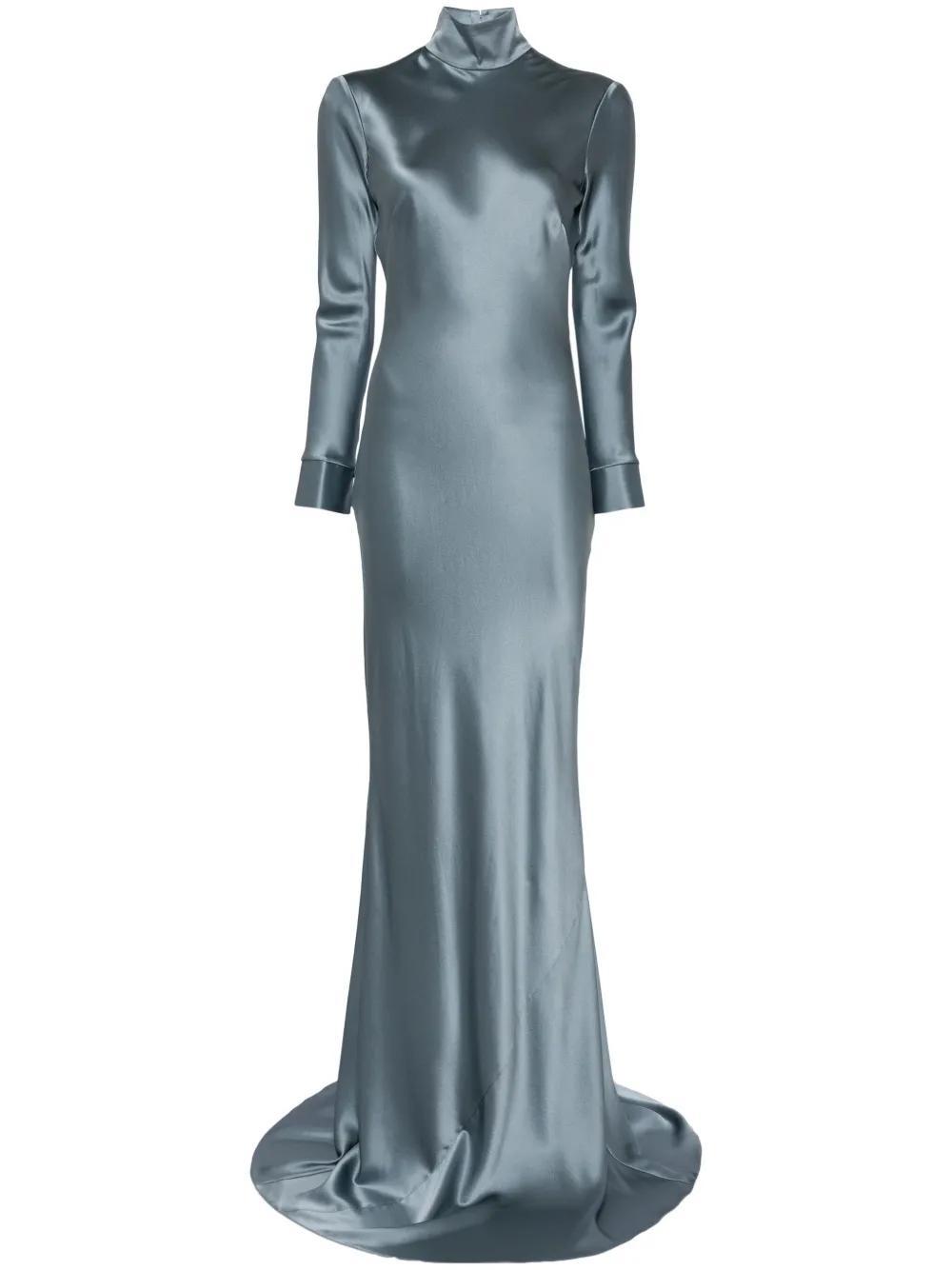 long sleeve silk gown Product Image