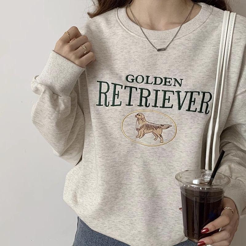 Long Sleeve Lettering Print Loose-Fit Sweatshirt Product Image